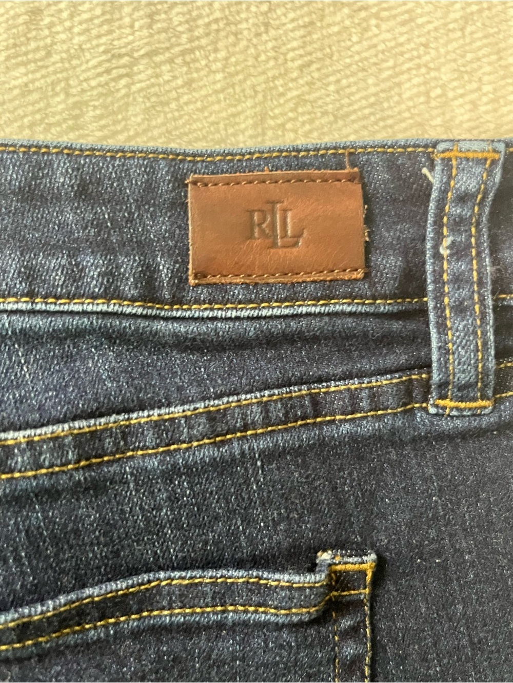 LRL Classic Straight Ankle Jeans Women's Size 12 Dark Wash Embroidered Hem Denim - Picture 3 of 11